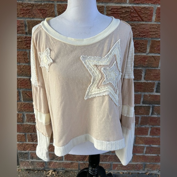 💕POL “ Houston 5 “ POL Star Patch Top Relaxed Fit Shirt LARGE - Picture 3 of 7